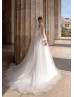 Long Sleeves Beaded Ivory Lace Tulle Sparkling Wedding Dress